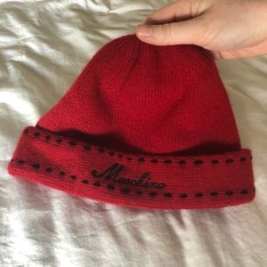 Moschino 100% Cashmere Red Beanie